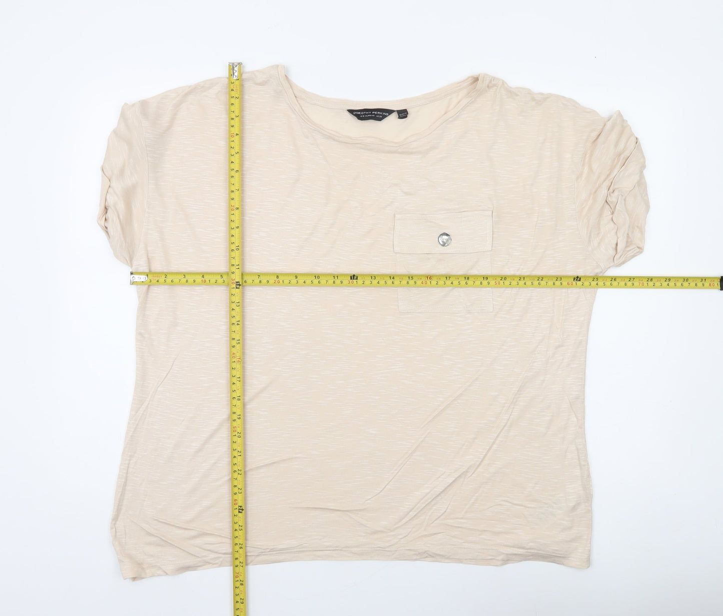 Dorothy Perkins Women’s Beige Basic Short Sleeve T-Shirt UK 20