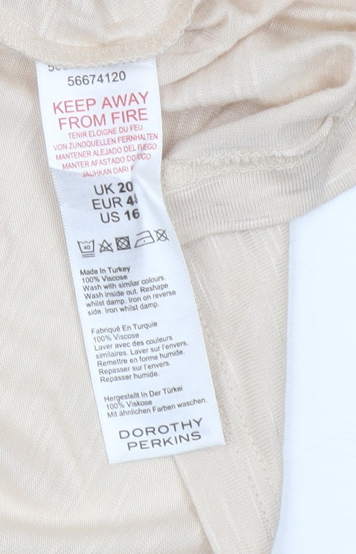 Dorothy Perkins Women’s Beige Basic Short Sleeve T-Shirt UK 20