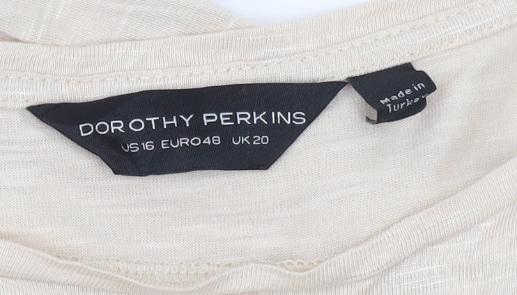 Dorothy Perkins Women’s Beige Basic Short Sleeve T-Shirt UK 20