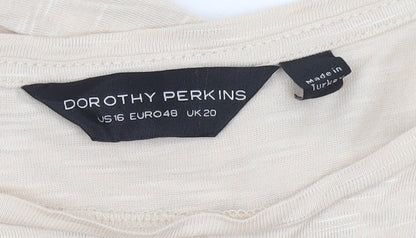 Dorothy Perkins Women’s Beige Basic Short Sleeve T-Shirt UK 20