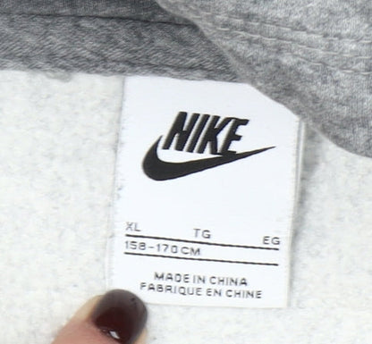 Nike Boys Grey Pullover Hoodie XL 158-170cm Cotton Blend Logo Sweatshirt