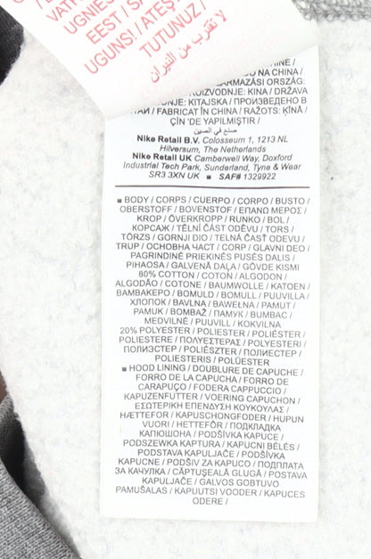 Nike Boys Grey Pullover Hoodie XL 158-170cm Cotton Blend Logo Sweatshirt