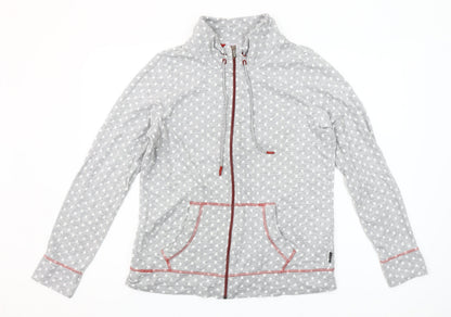 Cecil Womens Grey Star Print Full Zip Hoodie Size M Cotton Blend