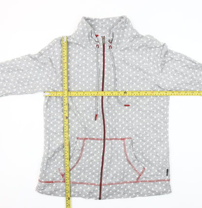 Cecil Womens Grey Star Print Full Zip Hoodie Size M Cotton Blend