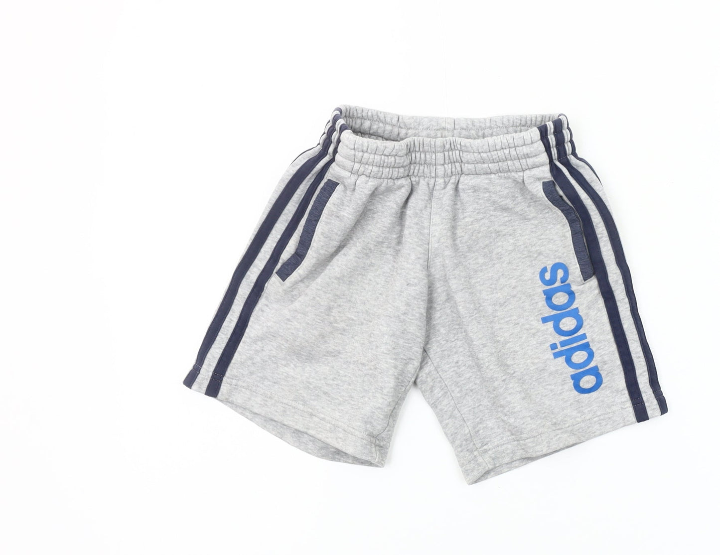 Adidas Boys Grey Athletic Shorts 4-5 Years Regular Fit Cotton Blend