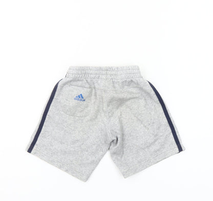 Adidas Boys Grey Athletic Shorts 4-5 Years Regular Fit Cotton Blend