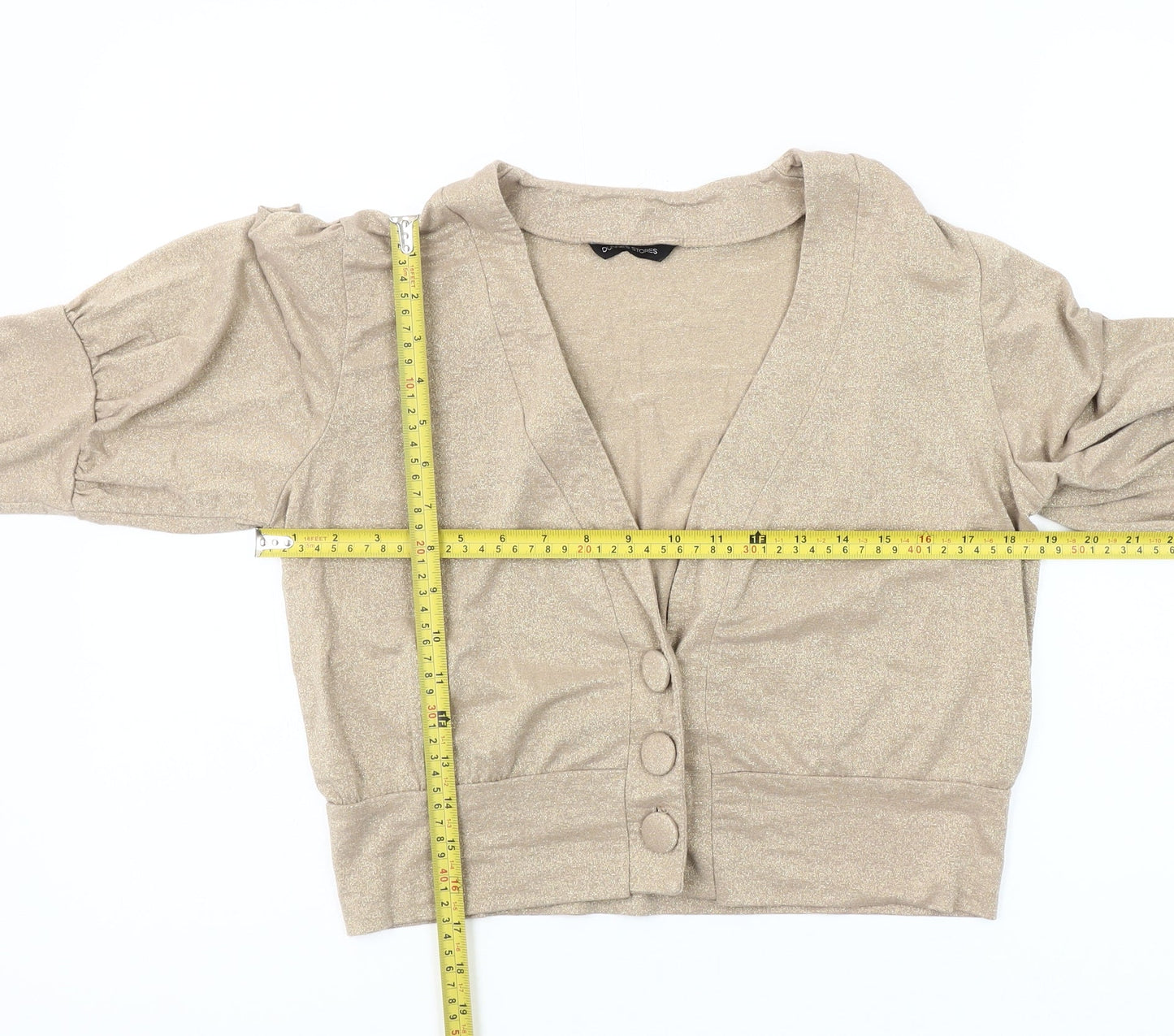 St. Bernard Women’s Gold 3/4 Sleeve Puff Cardigan Size 14