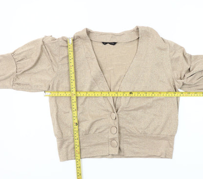 St. Bernard Women’s Gold 3/4 Sleeve Puff Cardigan Size 14