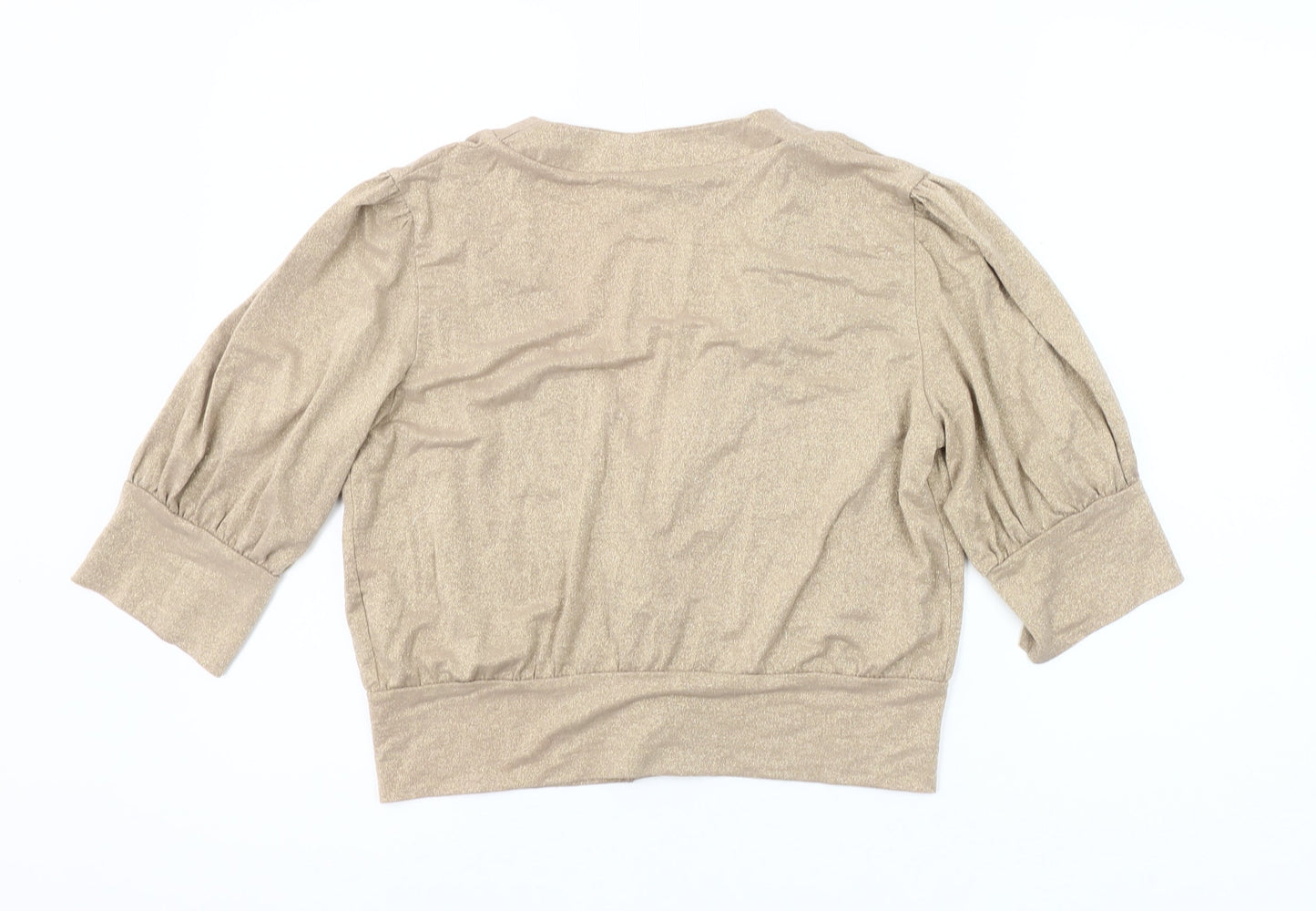 St. Bernard Women’s Gold 3/4 Sleeve Puff Cardigan Size 14