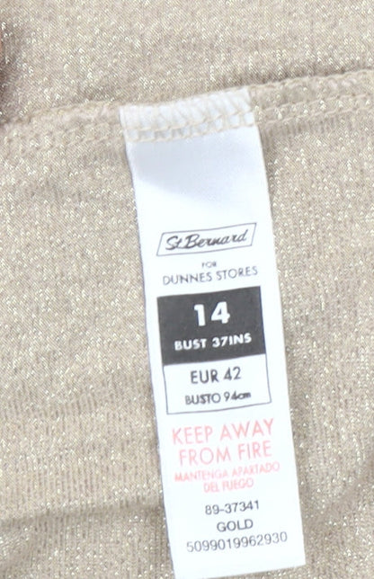 St. Bernard Women’s Gold 3/4 Sleeve Puff Cardigan Size 14
