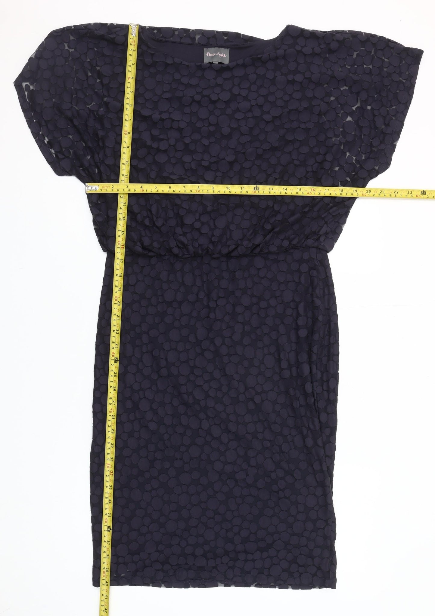 Phase Eight Women Blue Textured Polka Dot Shift Dress Size 14