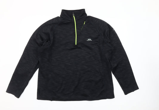 Trespass Men's Black Fleece 1/4 Zip Pullover Sweatshirt L