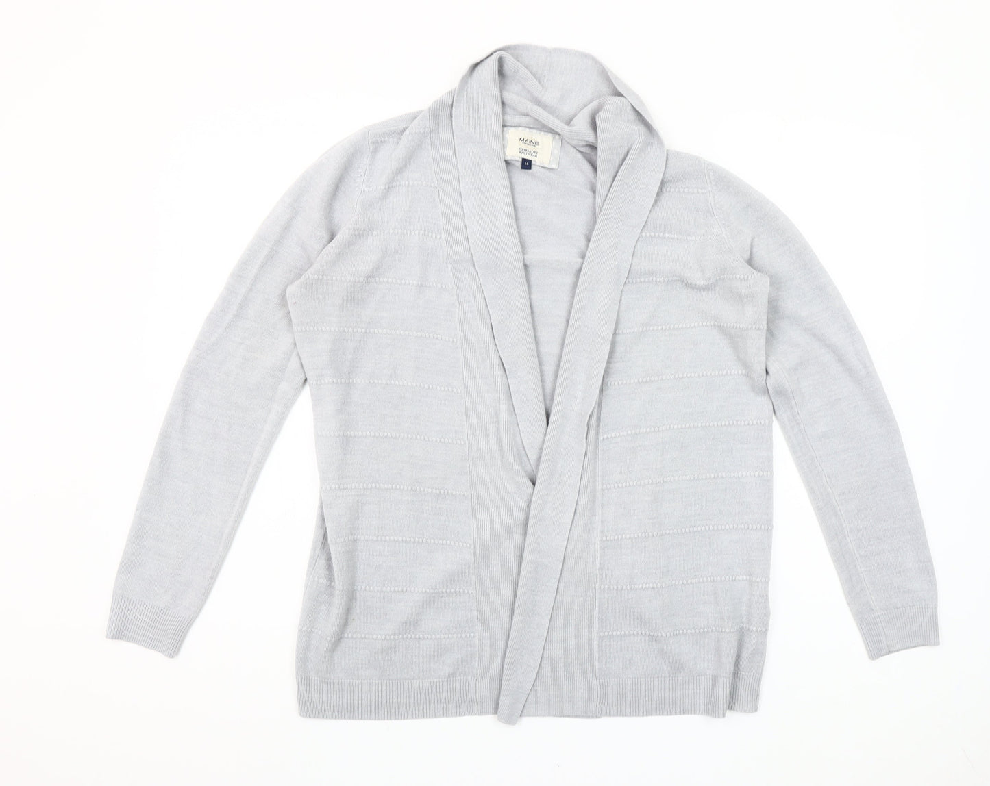 Maine New England Women's Grey Size 14 Open Knit Cardigan