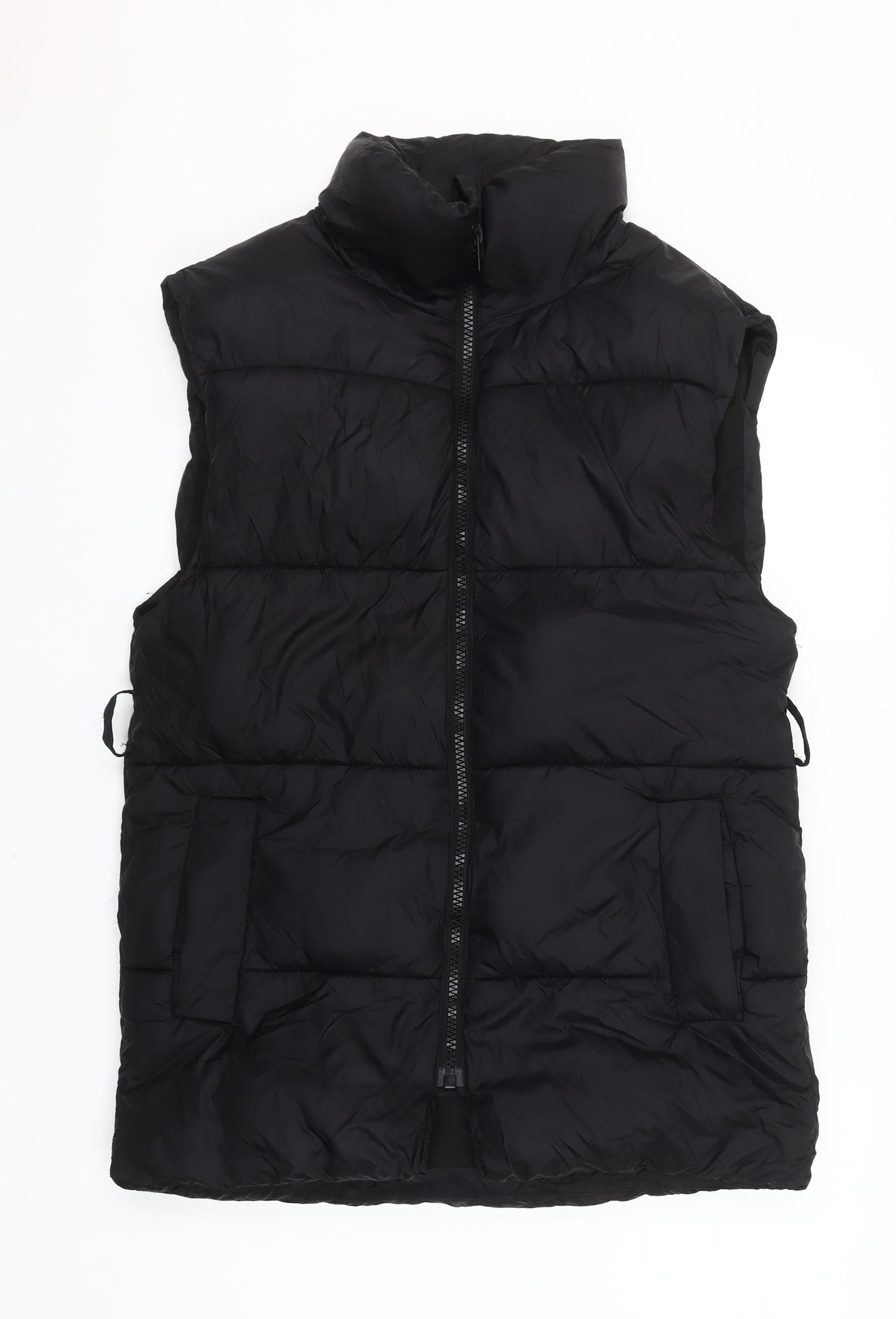 H&M Women Black XS Puffer Waistcoat Sleeveless Lightweight Zip