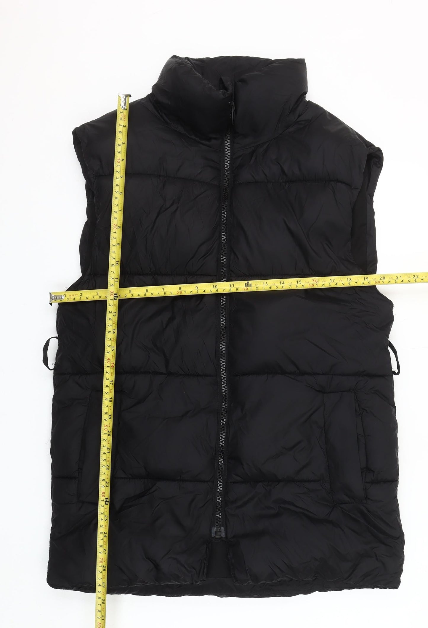 H&M Women Black XS Puffer Waistcoat Sleeveless Lightweight Zip