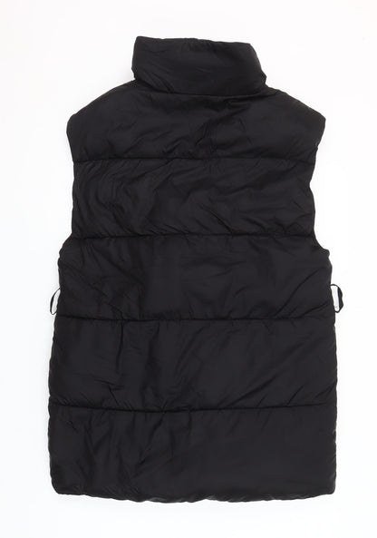 H&M Women Black XS Puffer Waistcoat Sleeveless Lightweight Zip