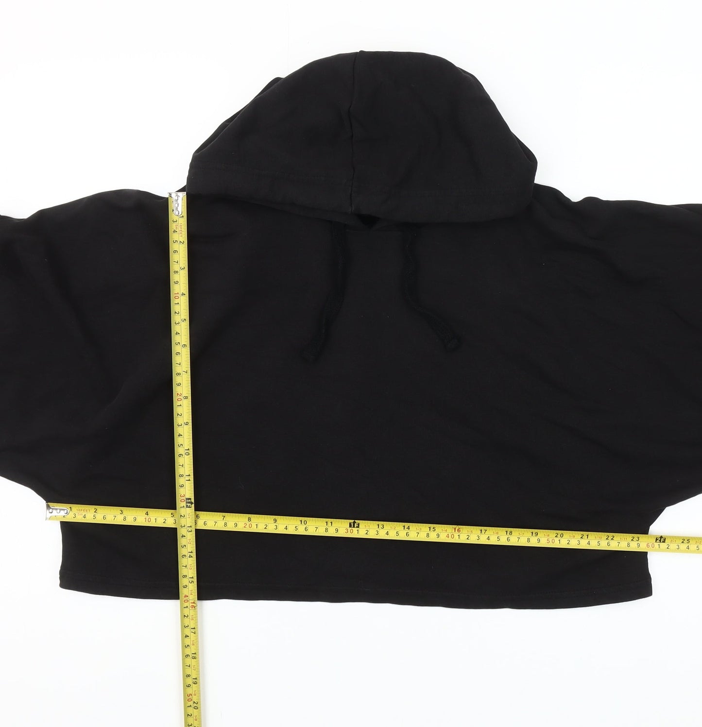 MyProtein Womens Black Cropped Pullover Hoodie Size L Relaxed Fit