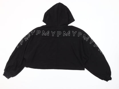 MyProtein Womens Black Cropped Pullover Hoodie Size L Relaxed Fit