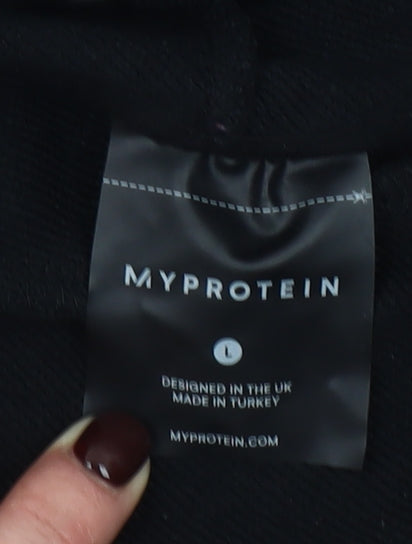 MyProtein Womens Black Cropped Pullover Hoodie Size L Relaxed Fit