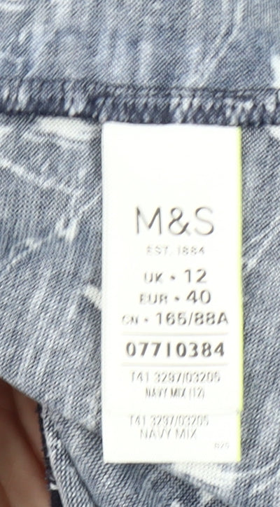 Marks and Spencer Women’s Blue Animal Print 3/4 Sleeve Blouse UK 12
