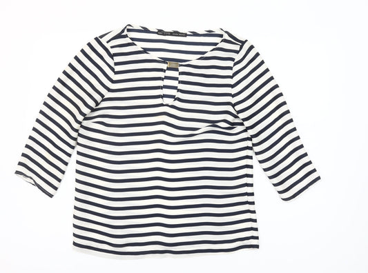 Zara Basic Women’s Multicoloured Striped 3/4 Sleeve Blouse S
