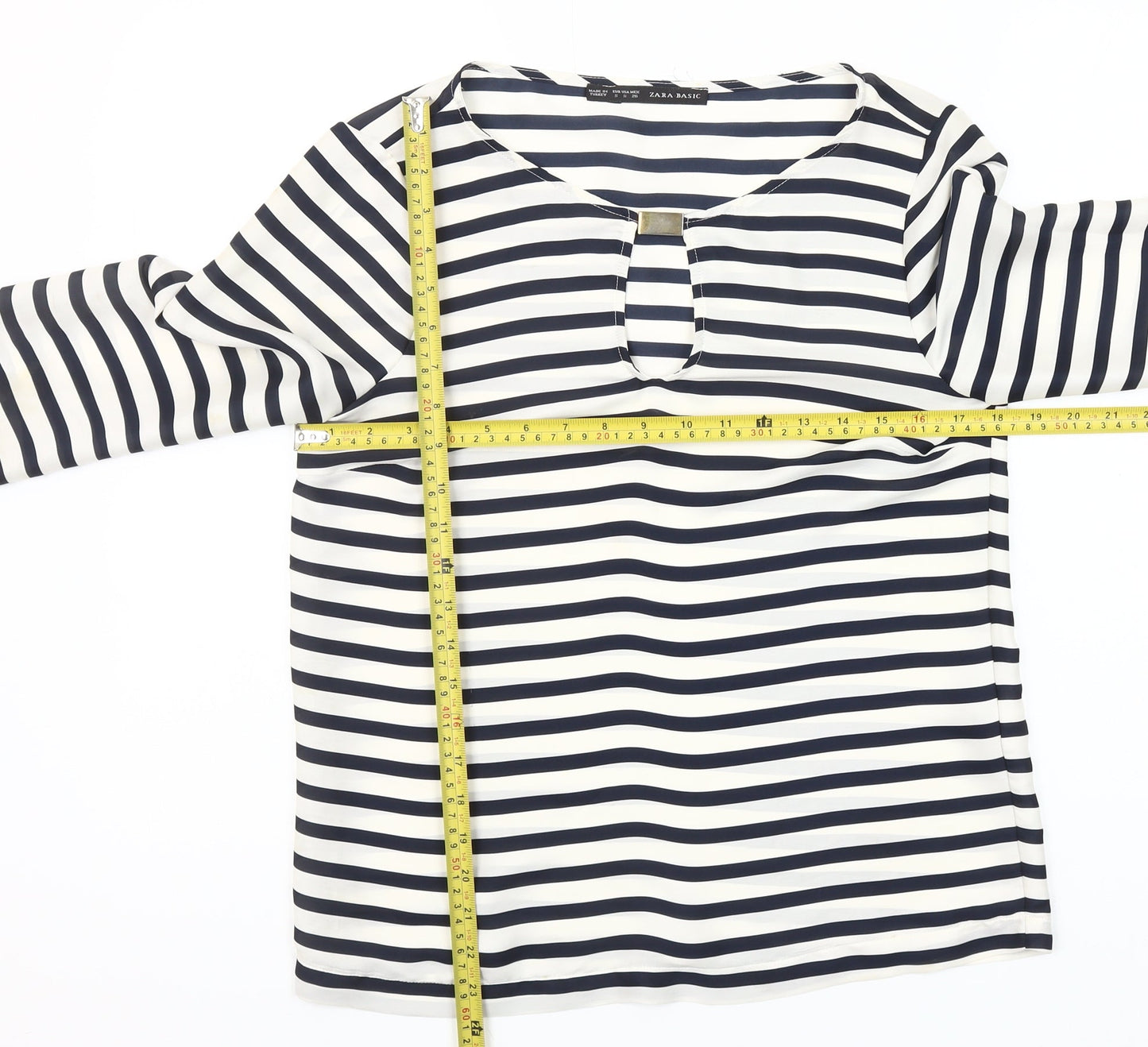 Zara Basic Women’s Multicoloured Striped 3/4 Sleeve Blouse S