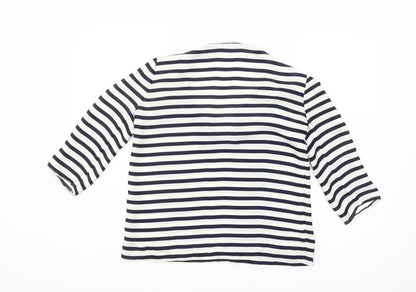 Zara Basic Women’s Multicoloured Striped 3/4 Sleeve Blouse S
