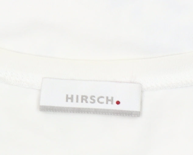 Hirsch Women White Long Sleeve Cotton Stretch Graphic T-Shirt Size L