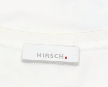 Hirsch Women White Long Sleeve Cotton Stretch Graphic T-Shirt Size L