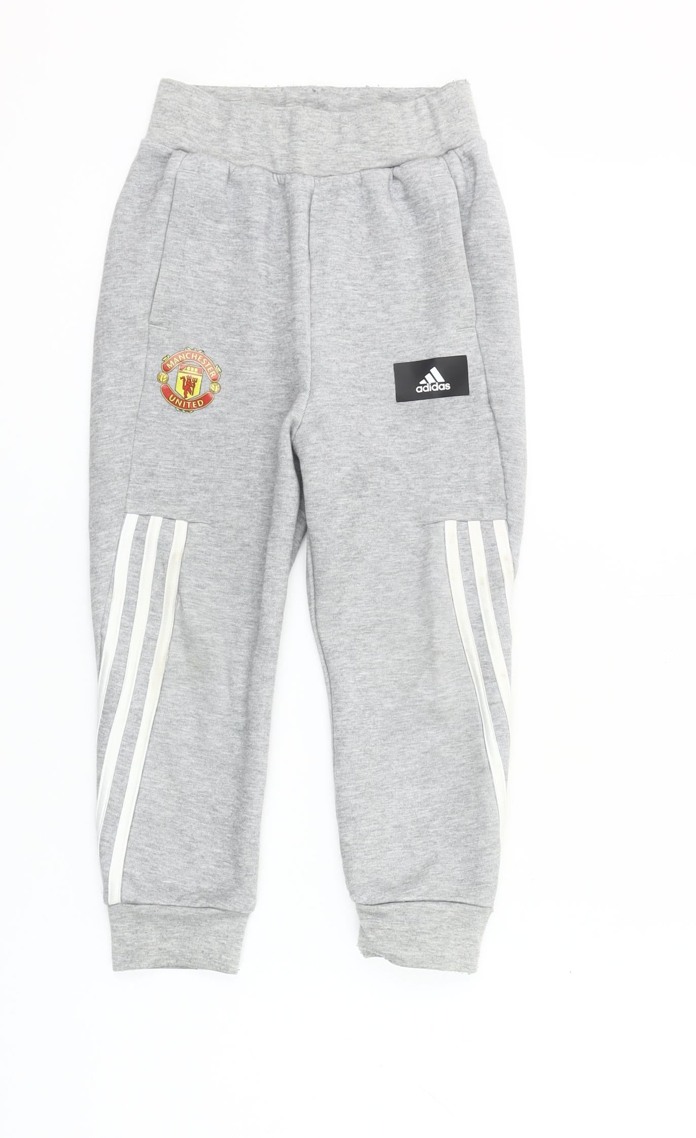 Adidas Boys Grey Manchester United Jogger Sweatpants 6-7 Years