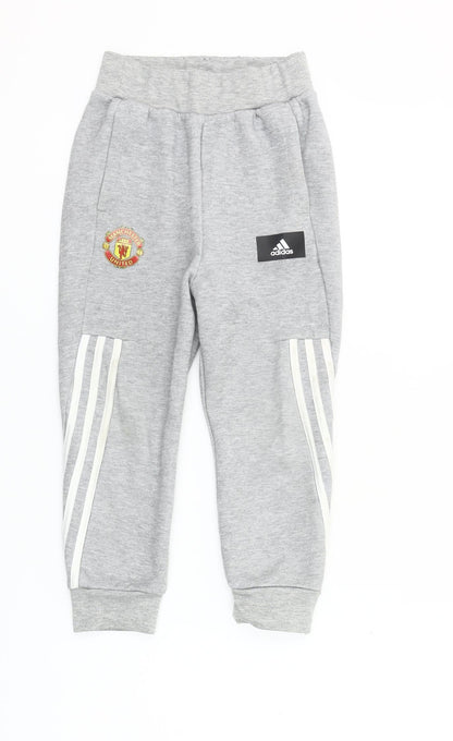 Adidas Boys Grey Manchester United Jogger Sweatpants 6-7 Years
