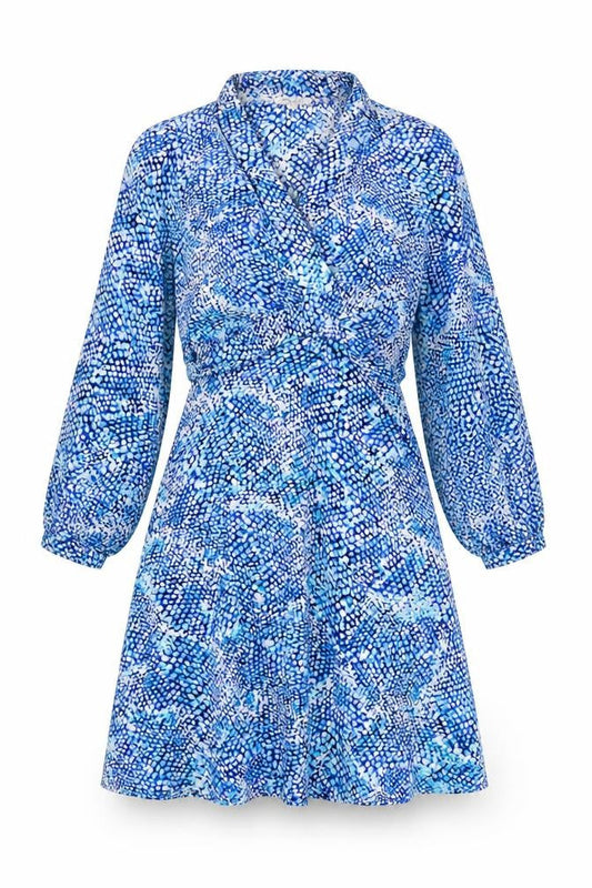 Emily & Me Women Blue Size 8 Wrap Dress Belted Long Sleeve