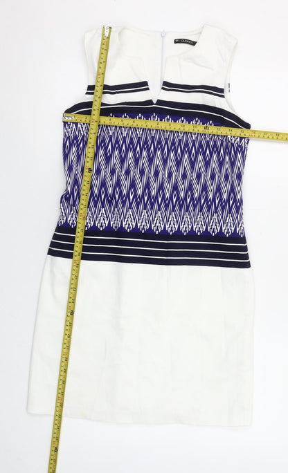 Dunnes Women’s Multicoloured Geometric Shift Dress Size 8 Sleeveless Cotton Blend