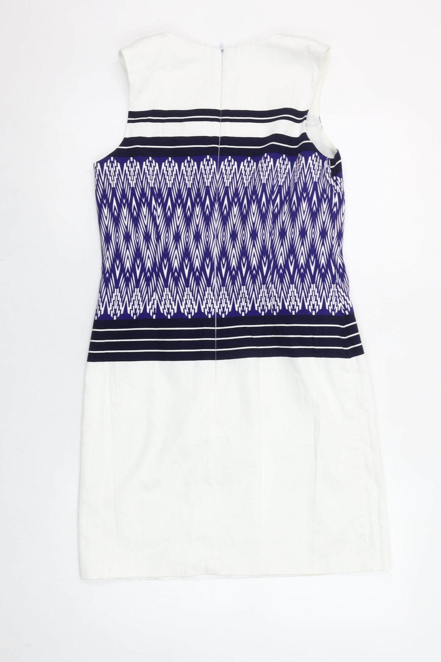 Dunnes Women’s Multicoloured Geometric Shift Dress Size 8 Sleeveless Cotton Blend