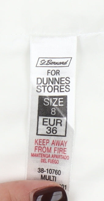 Dunnes Women’s Multicoloured Geometric Shift Dress Size 8 Sleeveless Cotton Blend