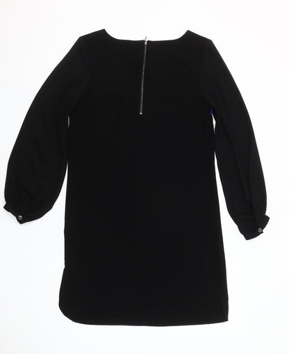 Principles by Ben de Lisi Women's Black Blue Shift Dress Size 8 Long Sleeve