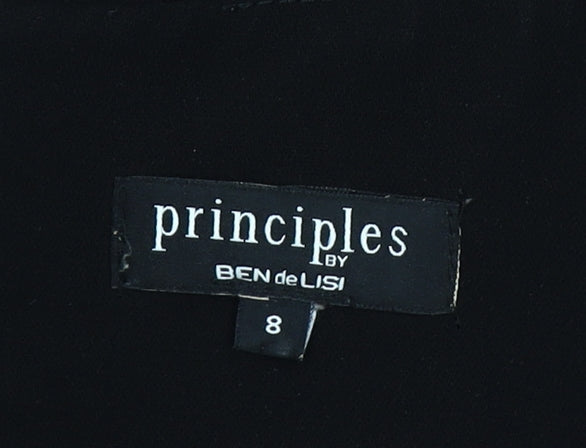 Principles by Ben de Lisi Women's Black Blue Shift Dress Size 8 Long Sleeve