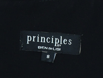 Principles by Ben de Lisi Women's Black Blue Shift Dress Size 8 Long Sleeve