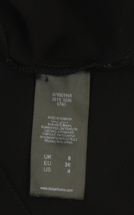 Principles by Ben de Lisi Women's Black Blue Shift Dress Size 8 Long Sleeve