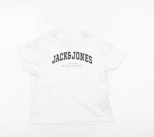 Jack & Jones Boys White 8 Years Cotton Logo T-Shirt
