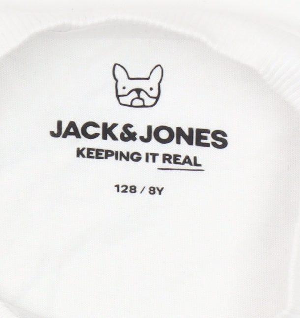 Jack & Jones Boys White 8 Years Cotton Logo T-Shirt