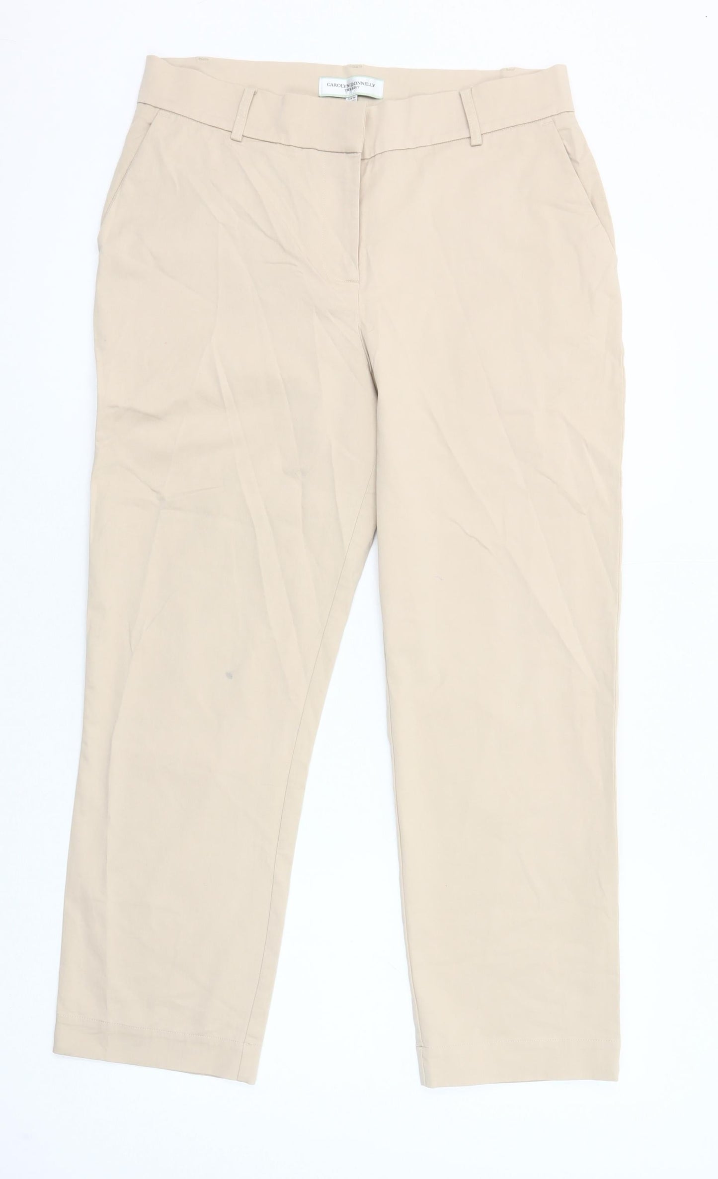 Carolyn Donnelly Women’s Beige Chino Trousers Size 14 Straight Fit