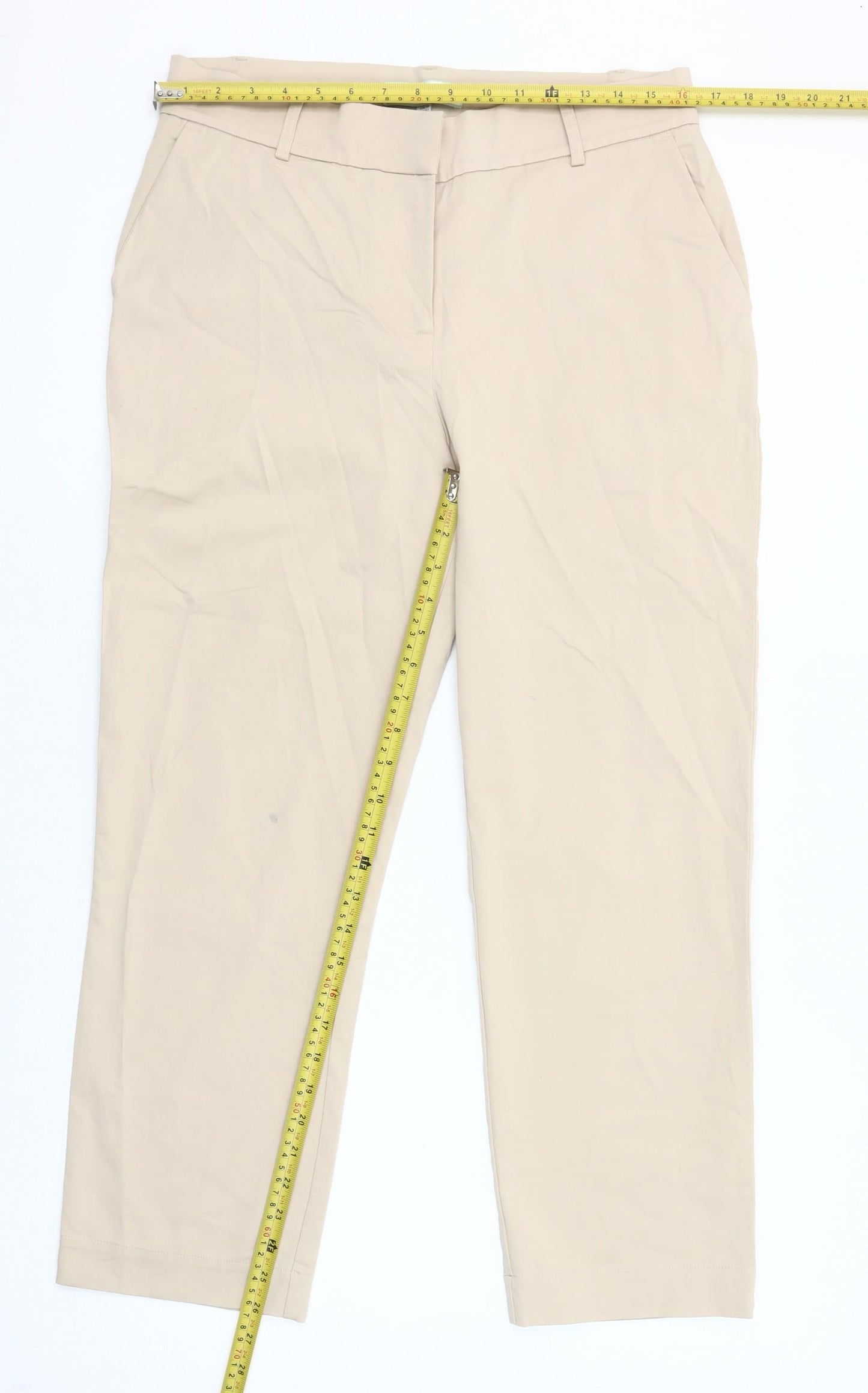 Carolyn Donnelly Women’s Beige Chino Trousers Size 14 Straight Fit