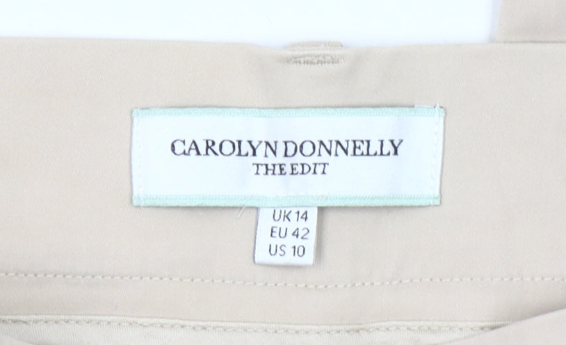 Carolyn Donnelly Women’s Beige Chino Trousers Size 14 Straight Fit
