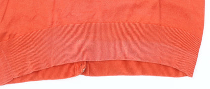 Diesel Womens Orange Lace Knit Cardigan L Long Sleeve 100% Cotton