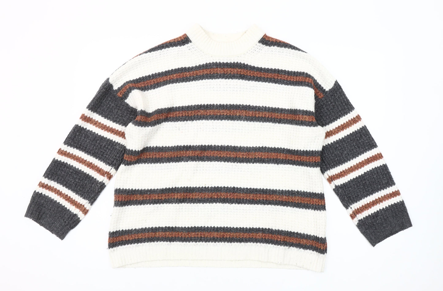 American Eagle Women's Multicoloured Striped Chunky Knit Jumper XS