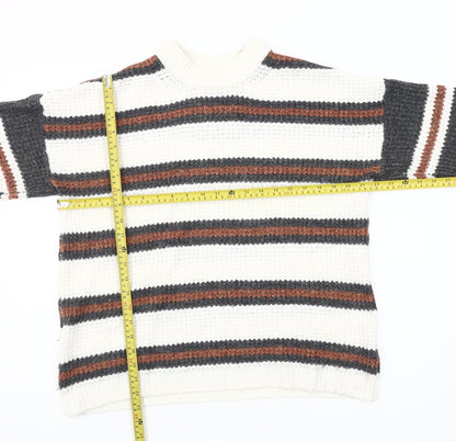 American Eagle Women's Multicoloured Striped Chunky Knit Jumper XS