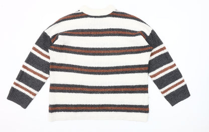 American Eagle Women's Multicoloured Striped Chunky Knit Jumper XS