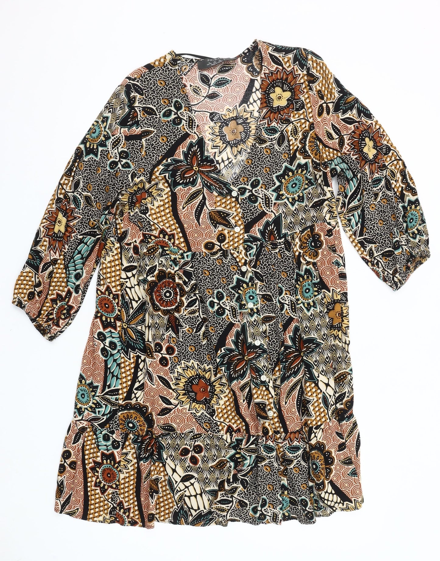 Primark Womens Multicoloured Floral A-Line Dress Size 8