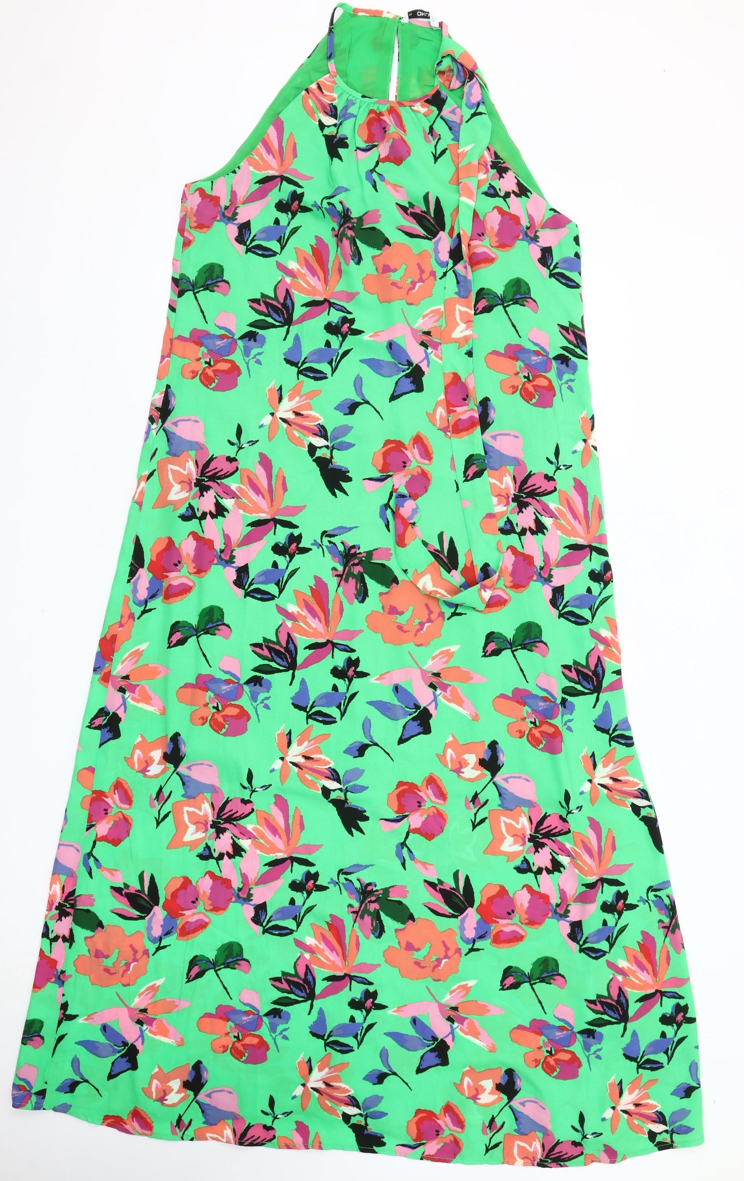 ONLY Women’s Green Floral Halter A-Line Midi Dress Size 6